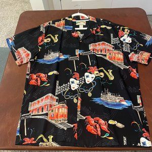 Paradise Found 100% Rayon Casual Button Down Short Sleeve Shirt